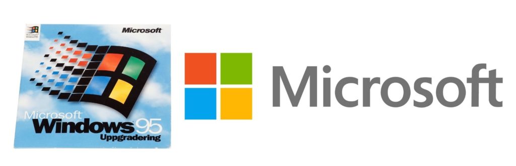 Old Microsoft logo (left) new Microsoft logo (right)