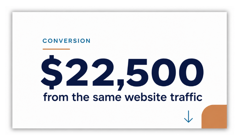 Conversion: $22,500 in potential revenue from the same website traffic.
