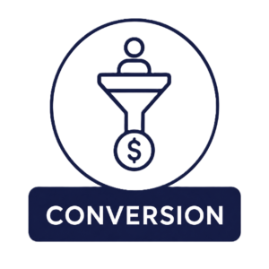 Conversion turns leads into paying customers.
