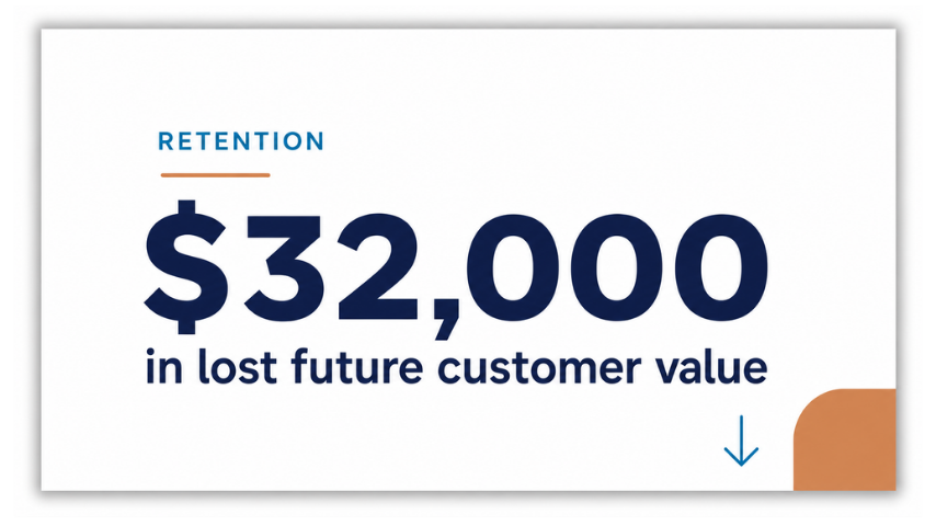 Retention: $32,000 in lost future customer value.